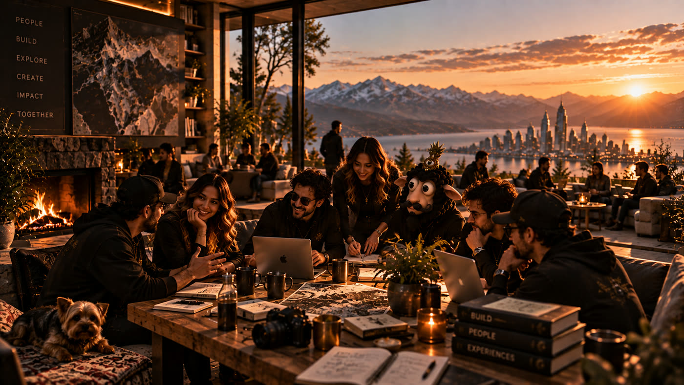 La mesa de B-SHP BROTHERS al atardecer